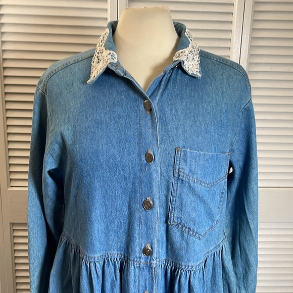 NEW. Vintage Studio, Denim Dress, M. Button up. - Picture 2 of 16